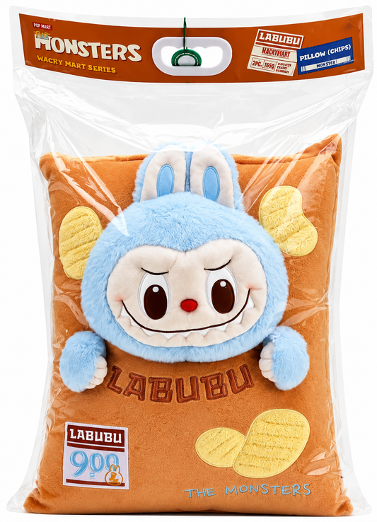 POP MART THE MONSTERS Labubu Wacky Mart Pillow Chips plush cushion sealed in original packaging