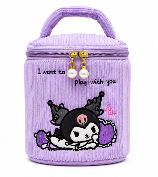 Kawaii Cord Beauty/Makeup Bucket-shaped Cosmetic Case, Portable Storage Bag
