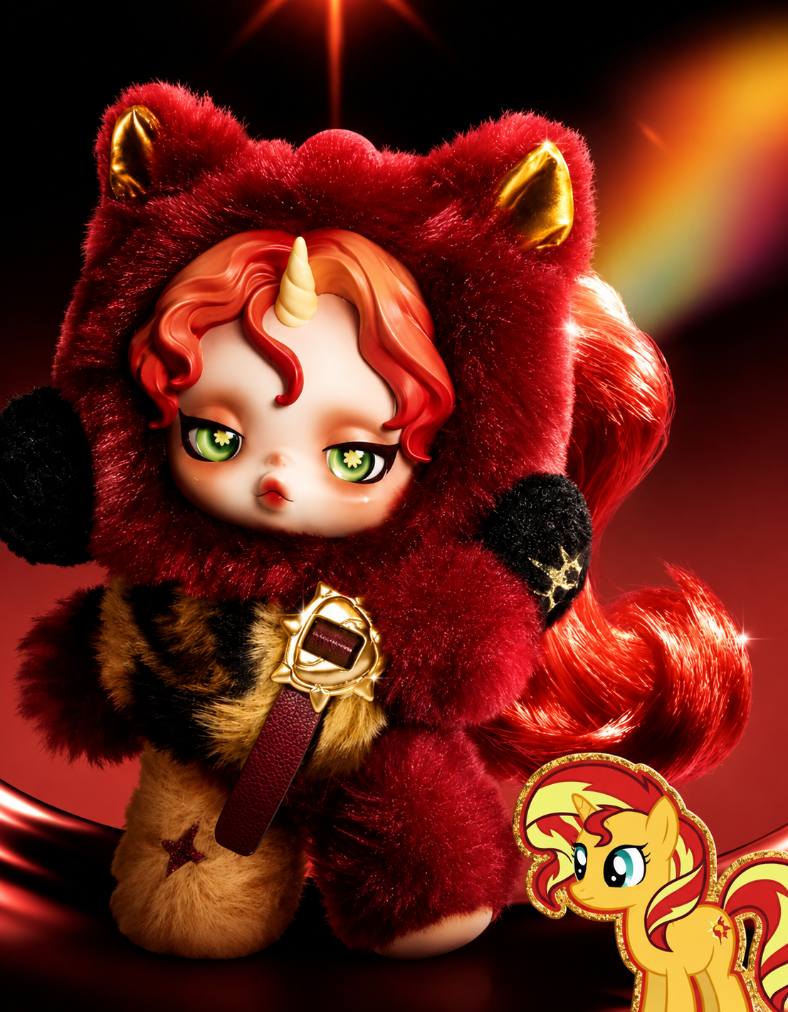 Pop Mart Skullpanda My Little Pony Plush Doll Secret - Sunset Shimmer