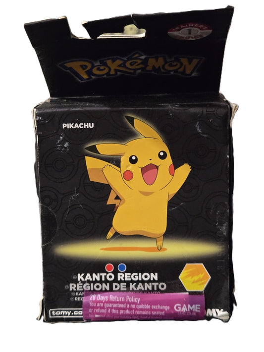 Back of TOMY Pokémon Trainer’s Choice Pikachu Kanto Region 2014 packaging with Pikachu artwork and product details