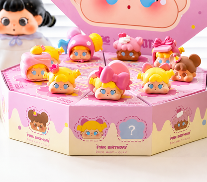 QoQo Be Curious Mini Face Pink Birthday Series Figures Blind Box