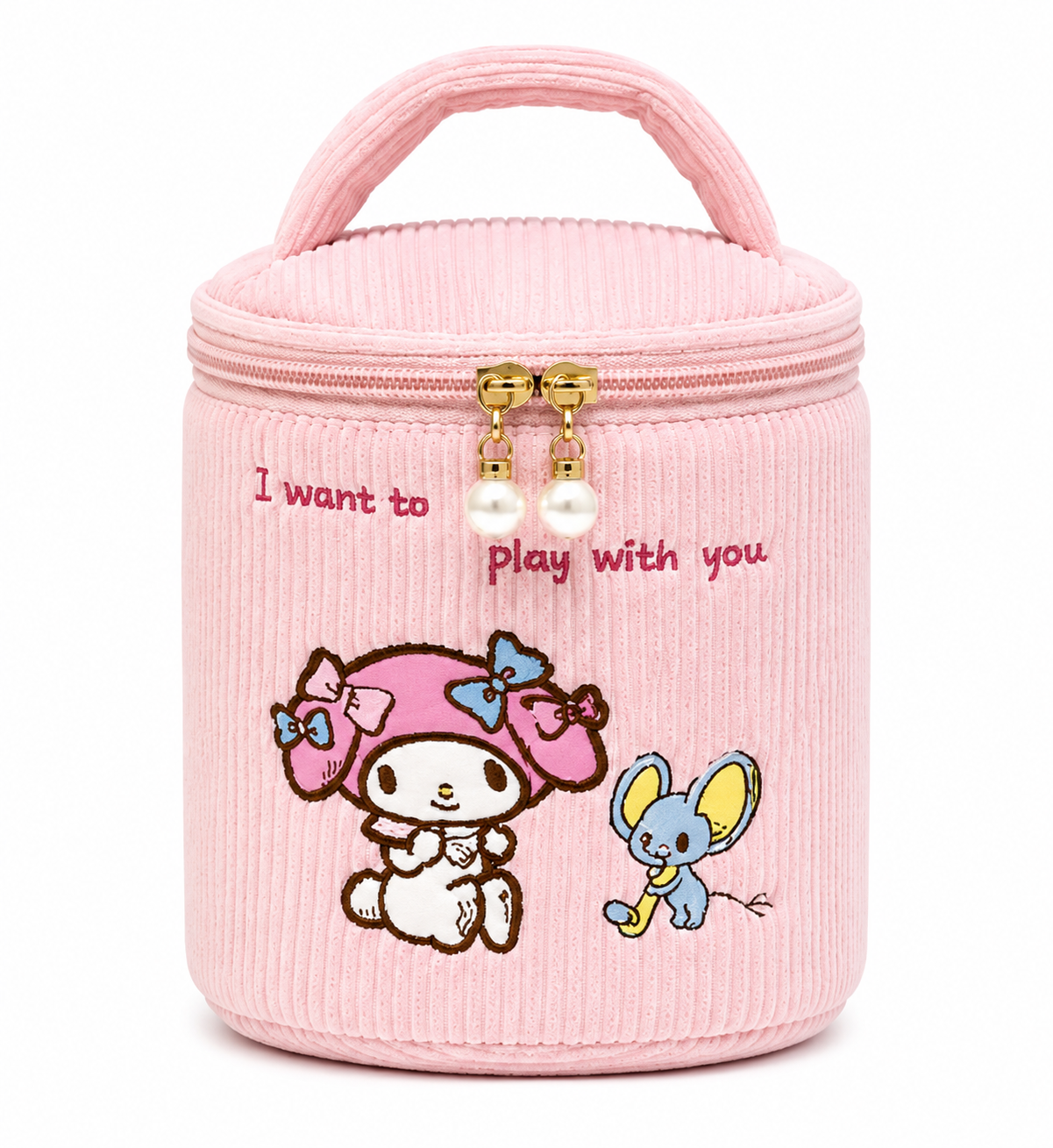 Kawaii Cord Beauty/Makeup Bucket-shaped Cosmetic Case, Portable Storage Bag