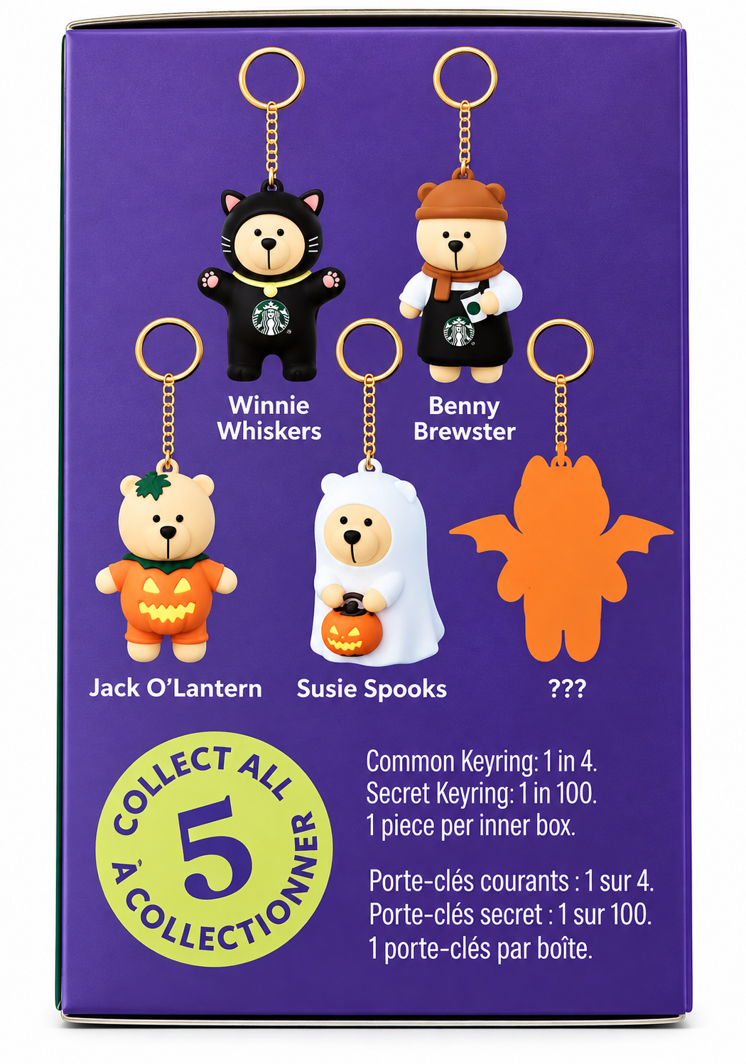 Starbucks Bearista Buddies Autumn Series 2026 character lineup showing Winnie Whiskers, Benny Brewster, Jack O’Lantern, Susie Spooks and secret mystery design.