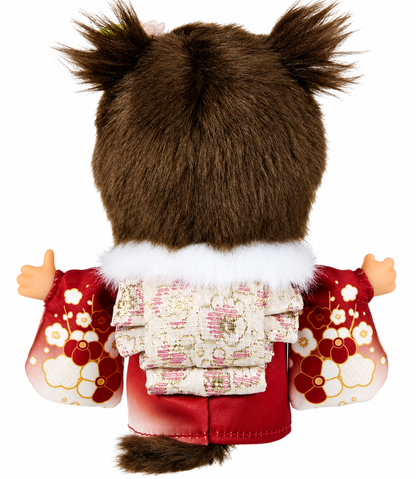 Rear view of 2023 Sekiguchi Bebichhichi Haregi Girl 223152 showing kimono and decorative obi