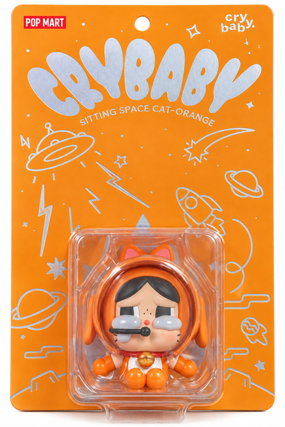 POP MART CRYBABY Sitting Space Cat Orange 2025 limited edition PTS figure brand new in original blister packaging