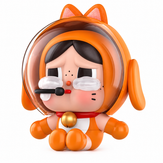POP MART CRYBABY Sitting Space Cat Orange 2025 limited edition collectible figure in orange cat spacesuit