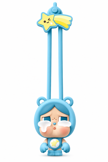 POP MART CRYBABY x Care Bears Wish Bear blue functional Mini Light pendant with yellow shooting star