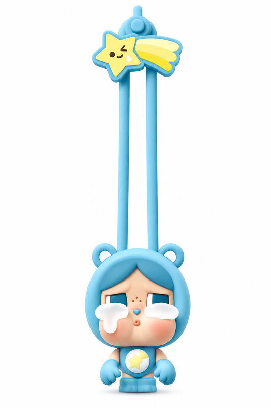 POP MART CRYBABY x Care Bears Wish Bear blue functional Mini Light pendant with yellow shooting star
