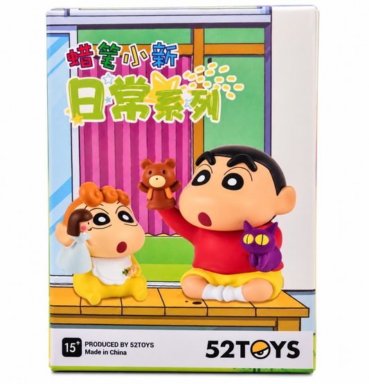 52TOYS Crayon Shin-chan Daily Series 1 sealed blind box featuring Shin-chan and Himawari