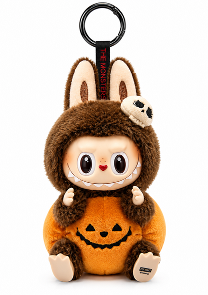 Pop Mart Labubu The Monsters Sitting Pumpkin Halloween Series Vinyl Plush Pendant