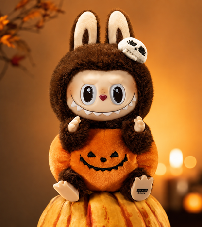 Pop Mart Labubu The Monsters Sitting Pumpkin Halloween Series Vinyl Plush Pendant