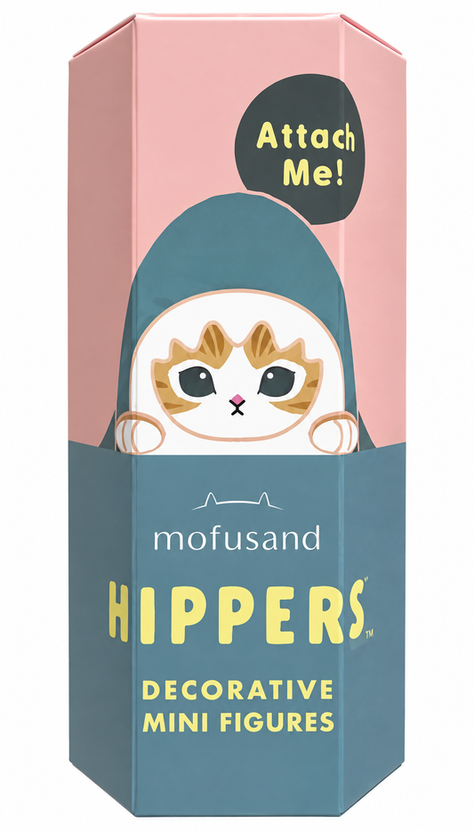 Mofusand HIPPERS Decorative Mini Figures original box for Flapjack Octopus Meow on white background