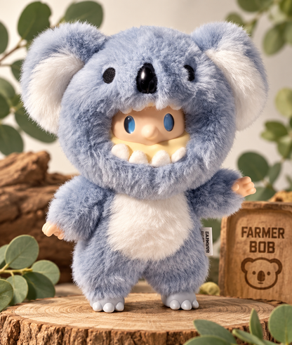 Finding Unicorn FARMER BOB Ani-Monster Koala vinyl plush confirmed character in grey koala costume