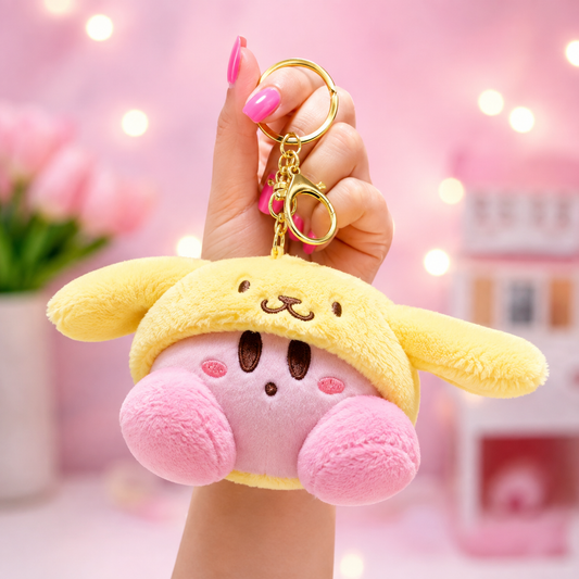 Kirby × Pompompurin Plush Keychain Pendant