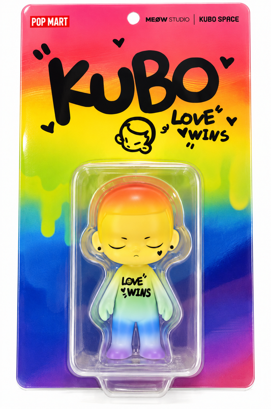 POP MART KUBO Love Wins figure sealed in original colourful rainbow blister-card packaging