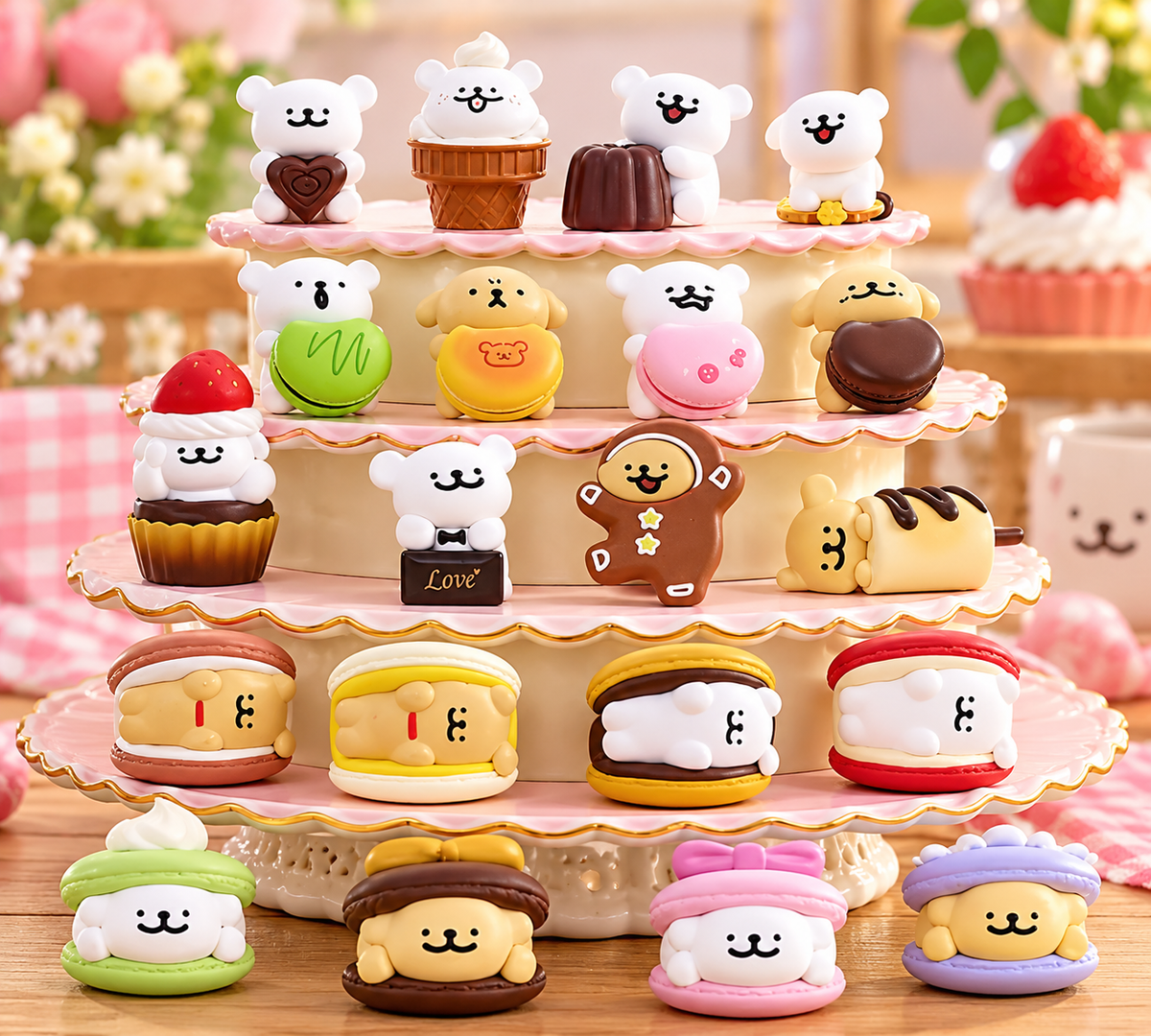 Funism Maltese Sweet Box Series collection featuring 20 adorable miniature puppy figures inspired by colourful macarons, cupcakes, chocolates, ice creams and other desserts.