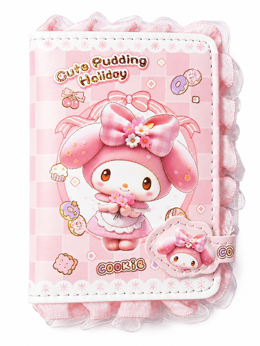Cute Pudding Holiday Melody A7 Pink Ruffle Notebook – Magnetic Clasp