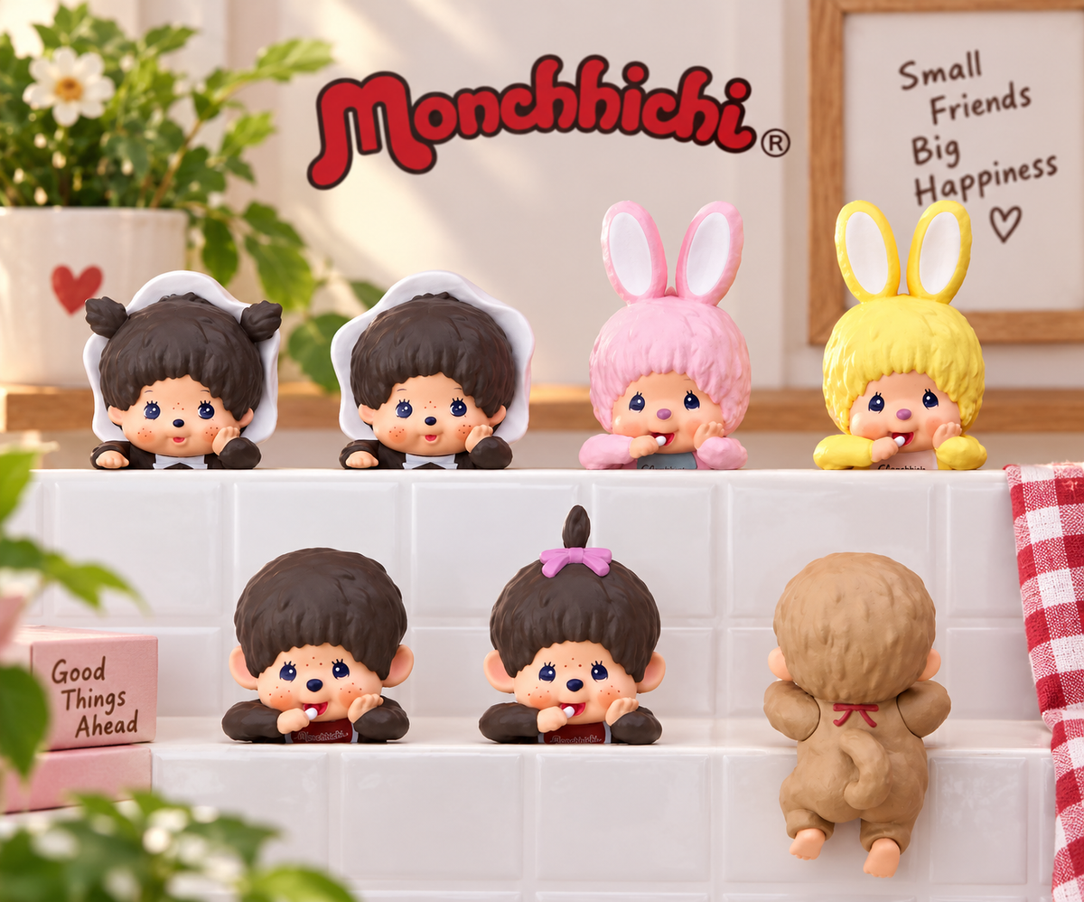 Monchhichi HIPPERS 2025 decorative mini figure collection line-up including Pink Chimutan bunny