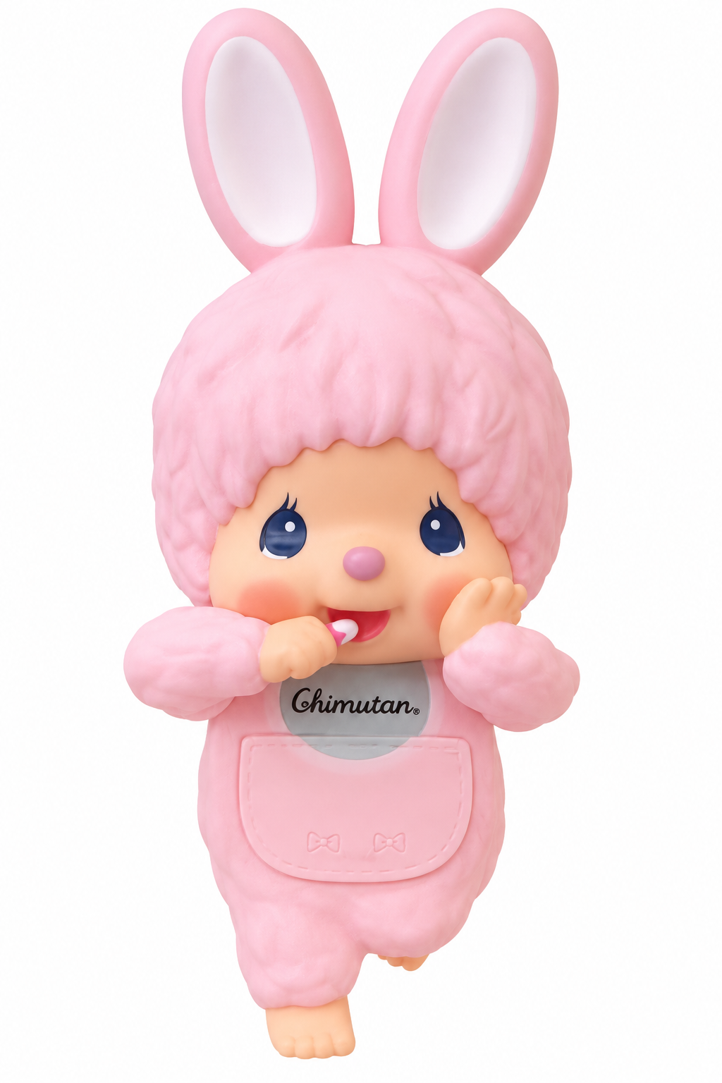 Monchhichi HIPPERS Chimutan Pink bunny decorative mini figure front view on white background