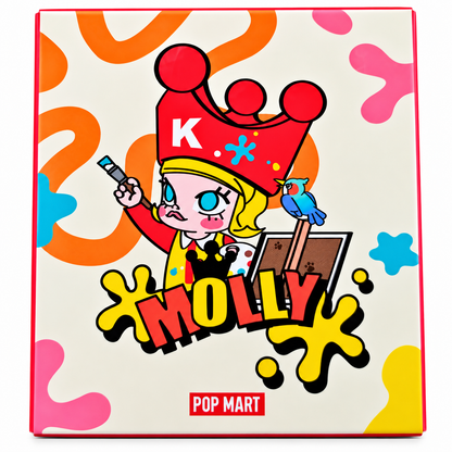 Pop Mart Molly folding hairbrush and mirror 2023 collectible box featuring colourful Molly artwork.