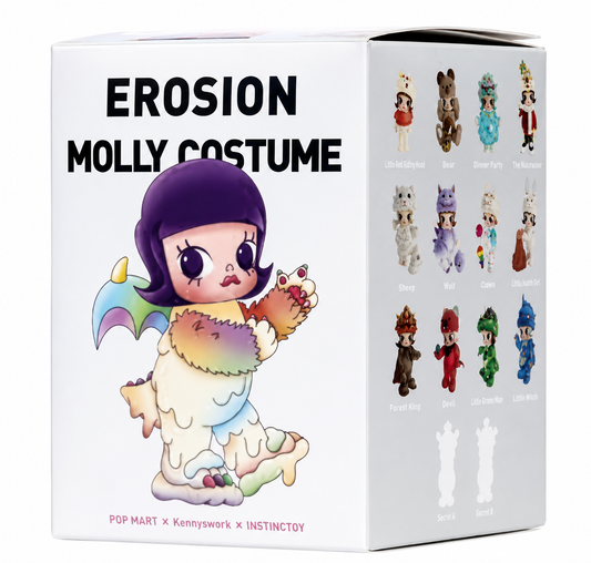Pop Mart MOLLY Booo-Ma Glow in the Dark Figure – Erosion MOLLY Costume Series – Kennyswork × INSTINCTOY 2021