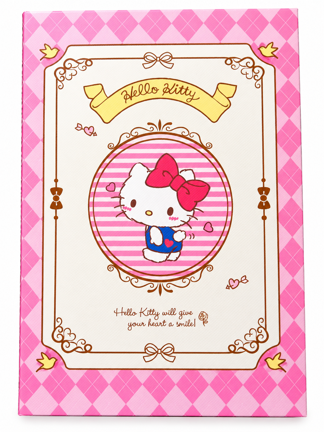 Hello Kitty pink argyle A5 notebook with decorative Sanrio cover