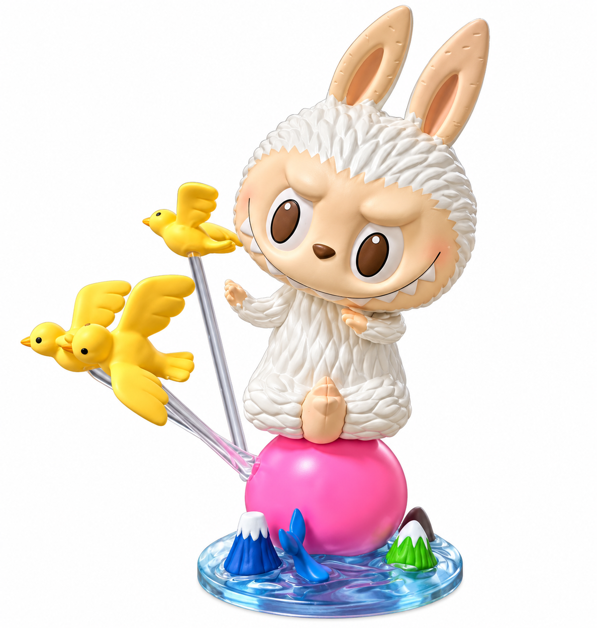 Pop Mart Labubu The Monsters Fruits Series Peach collectible figure from 2021, featuring a fluffy peach-themed Labubu character with colourful accessories.