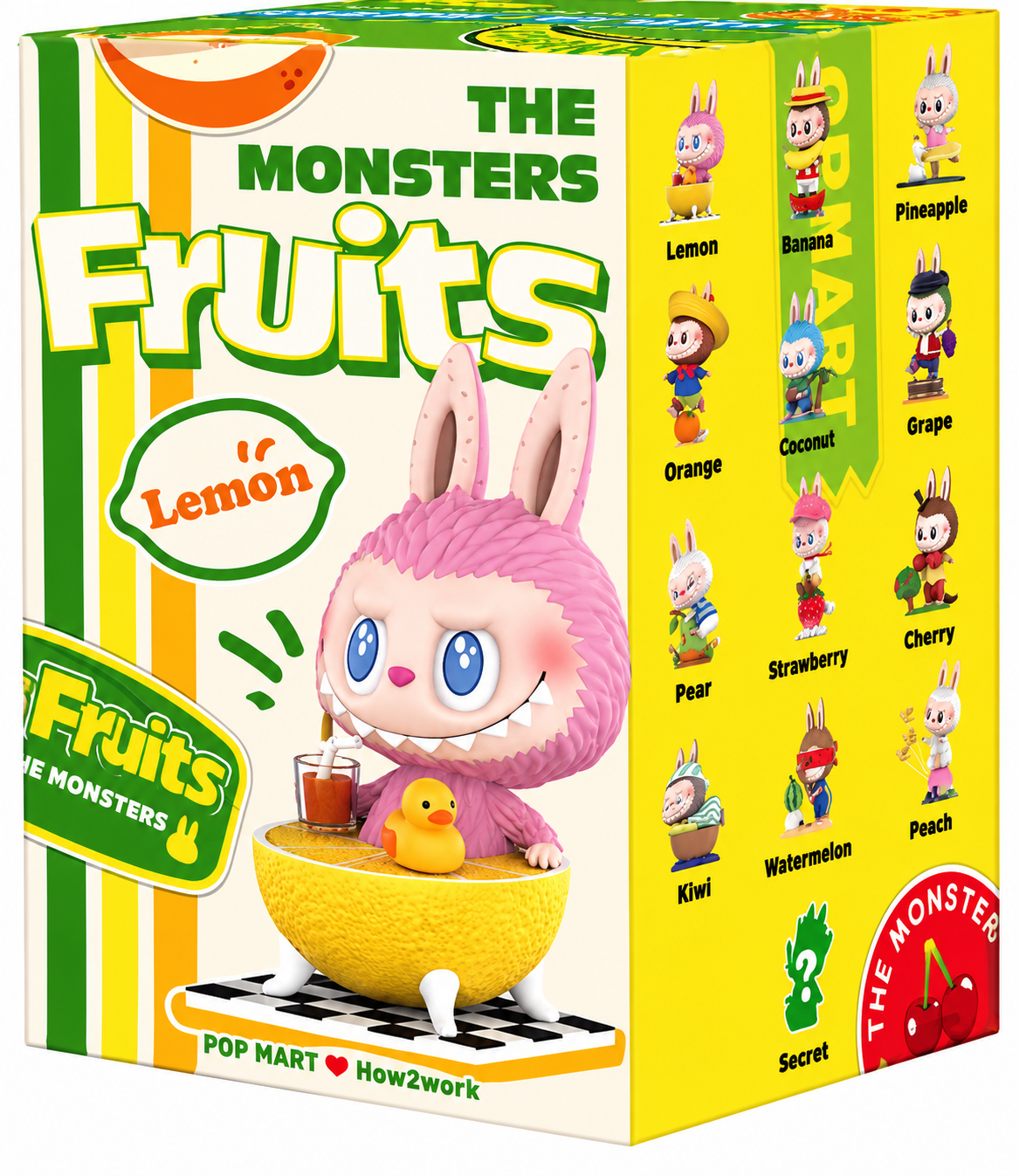 Pop Mart The Monsters Fruits Series 2021 original illustrated blind box featuring colourful fruit-themed Labubu characters, including Peach.