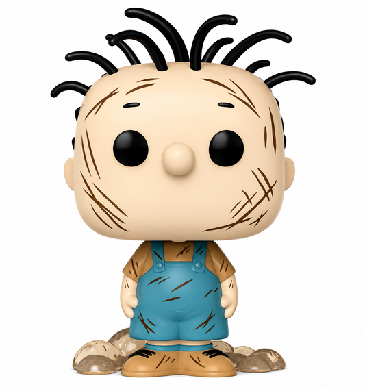 Funko Pop Peanuts Pigpen #2094 vinyl figure in blue overalls with dusty base