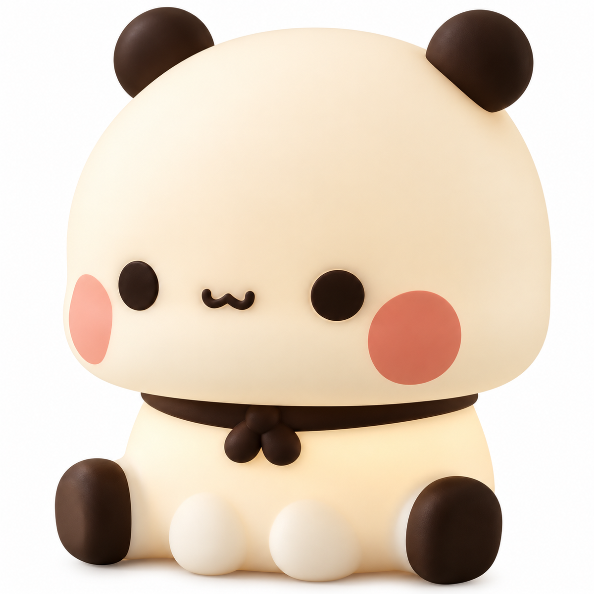 Cute kawaii panda silicone LED night light, approximately 9cm tall, featuring rosy cheeks, brown ears and a cream body.