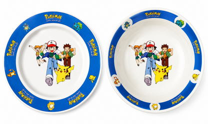 Vintage Wade Pokémon Ceramic Bowl & Plate Set – Ash, Pikachu, Misty & Brock – 2000