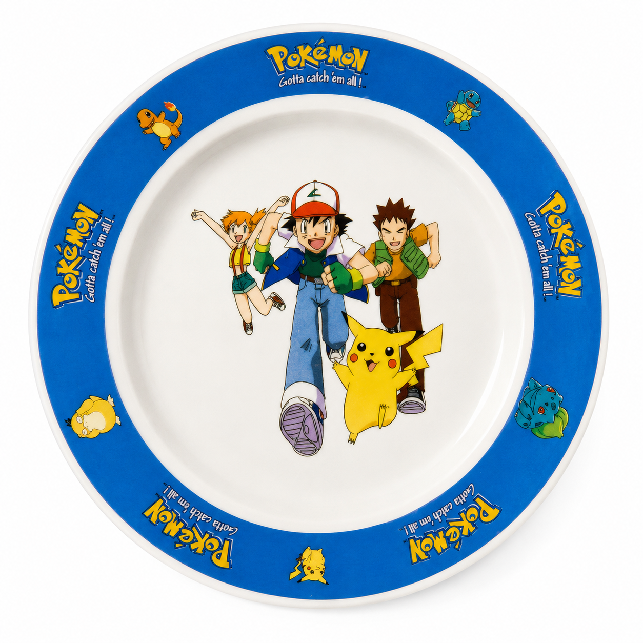 Vintage Wade Pokémon Ceramic Bowl & Plate Set – Ash, Pikachu, Misty & Brock – 2000