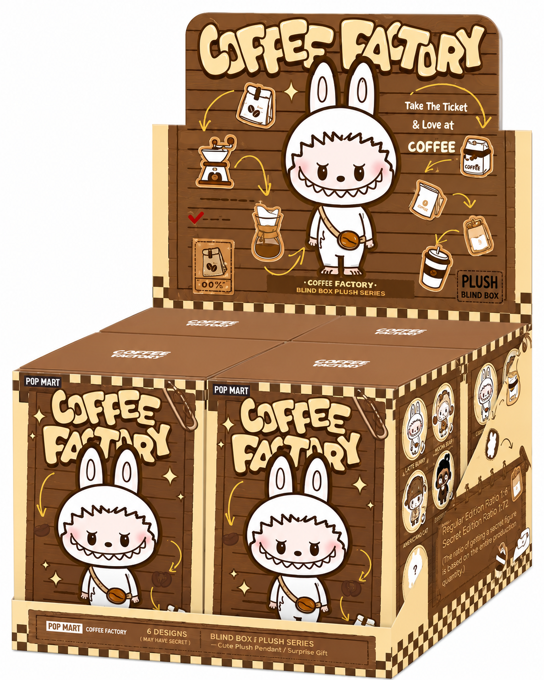 POP MART POP BEAN Coffee Factory Series plush pendant display box