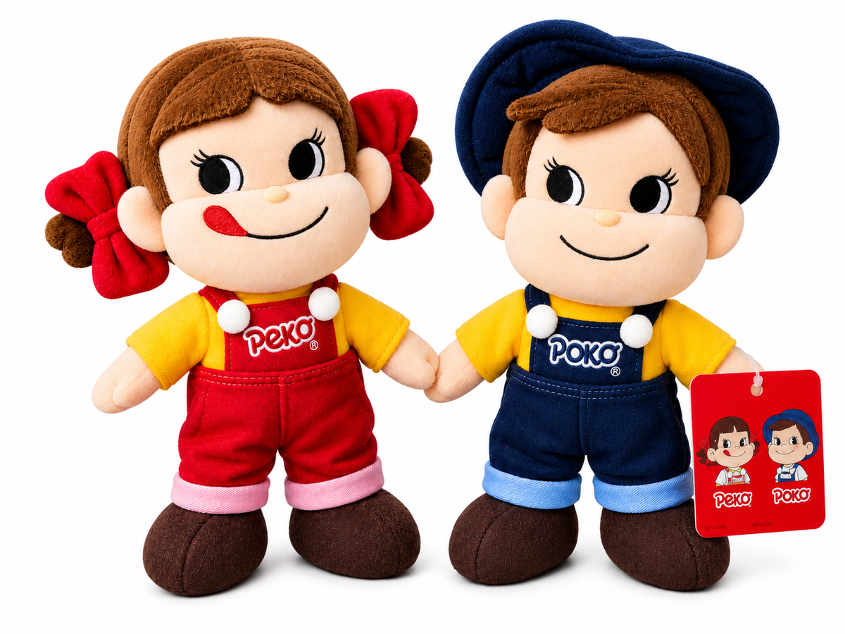 SEGA Peko-Chan & Poko-Chan Vintage 2004 Overall Plush Pair – Complete 2-Piece Set