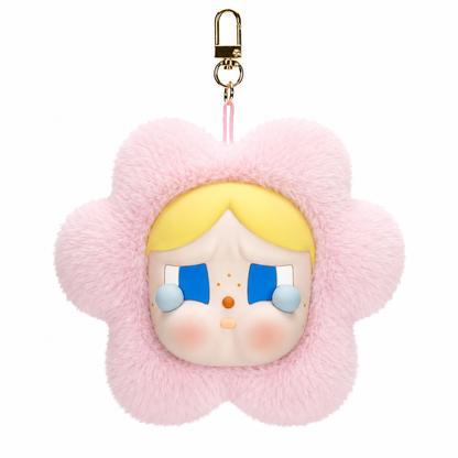 POP MART CRYBABY Sad Club pink silicone plush earphone bag with gold clip