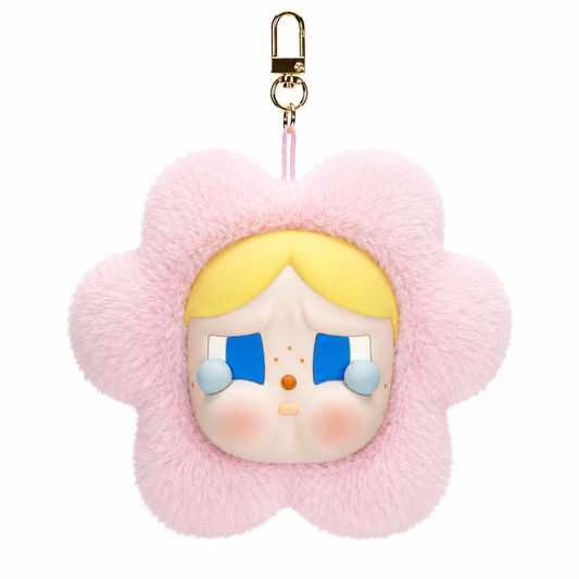POP MART CRYBABY Sad Club pink silicone plush earphone bag with gold clip