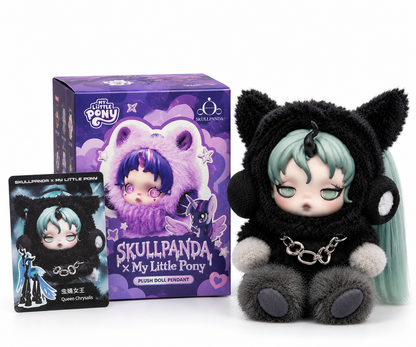 POP MART SKULLPANDA x My Little Pony Queen Chrysalis Secret plush doll pendant with original purple box and collector card
