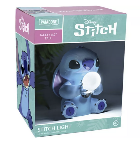 Official Disney Stitch Light by Paladone in original packaging, featuring a 16cm Stitch lamp holding a glowing light bulb.