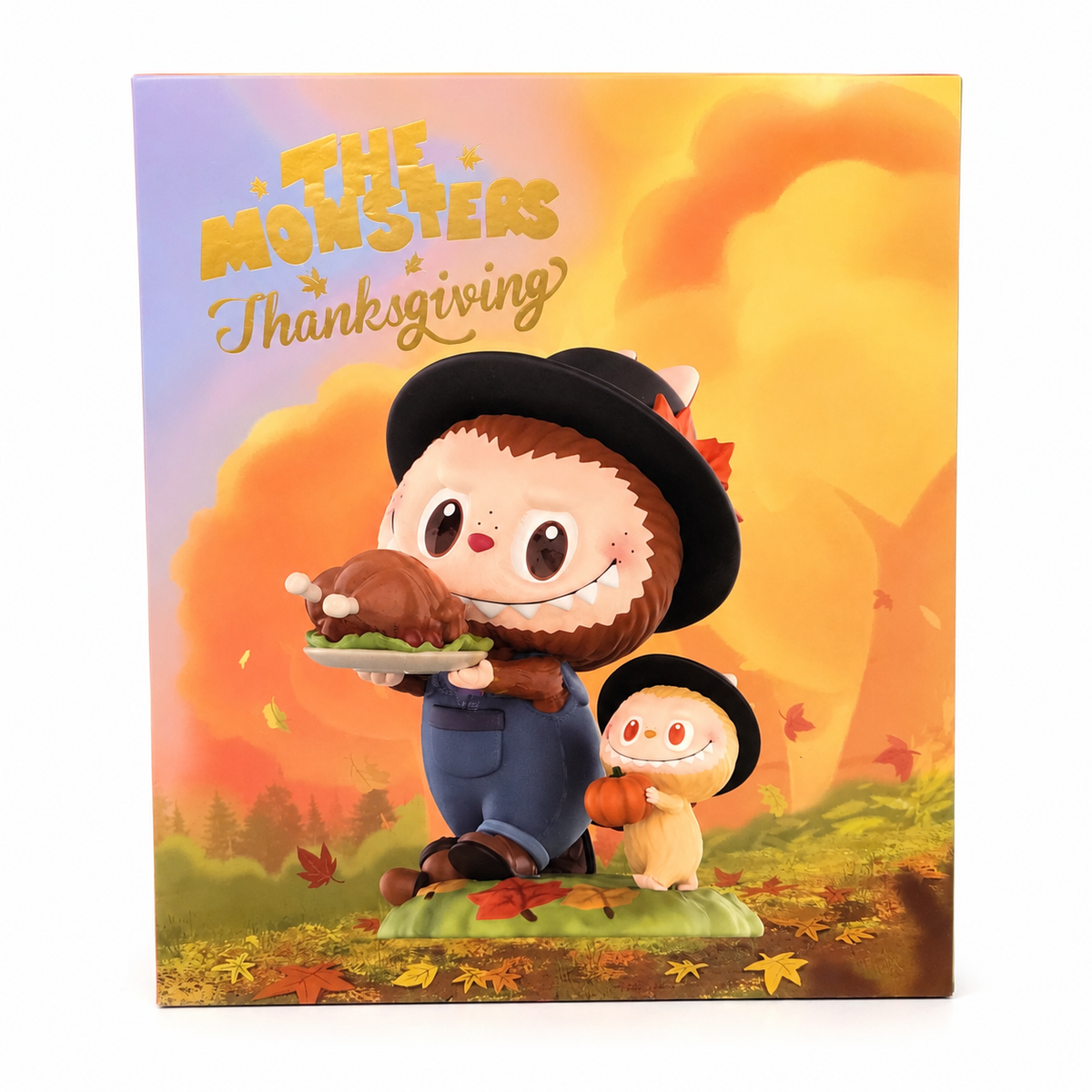 POP MART THE MONSTERS Thanksgiving Figurine box featuring ZIMOMO and LABUBU autumn artwork