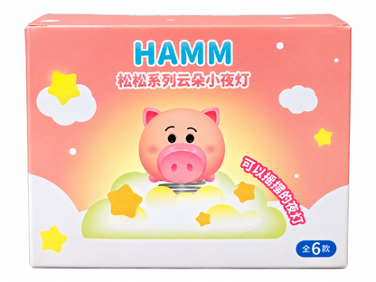 Official Disney Tsum Tsum Cloud Night Light sealed mystery blind box featuring Hamm illustration.