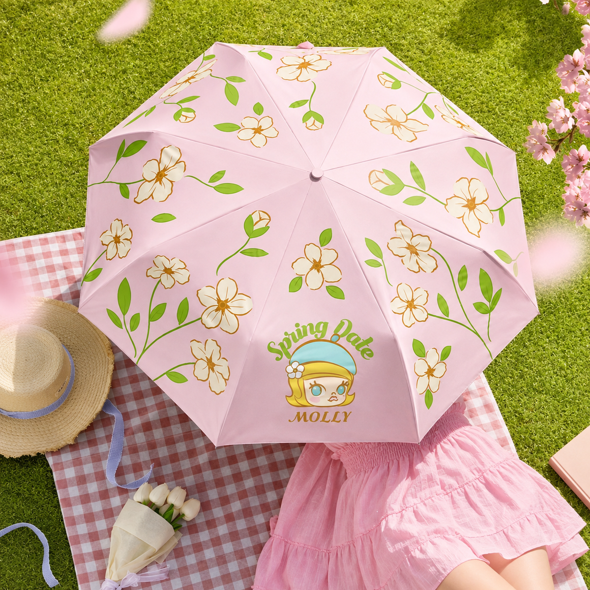 Pop Mart POP LAND Exclusive MOLLY Spring Date Umbrella – Spring Flower Series